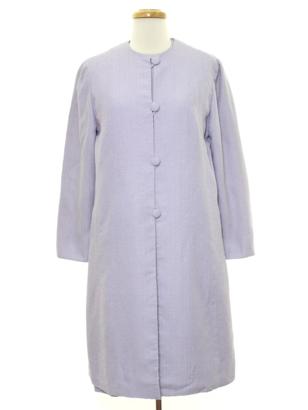 Vintage 70s Home Sewn Lavender Bouclé Dress Jacket Set Women’s XS